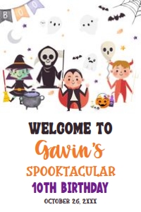19BD Halloween Costume Party Birthday Welcome Sign 24x36 C: 19BD Halloween Costume Party Birthday Welcome Sign