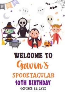 19BD Halloween Costume Party Birthday Welcome Sign A4 C: 19BD Halloween Costume Party Birthday Welcome Sign