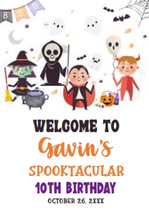 19BD Halloween Costume Party Birthday Welcome Sign A3 C: 19BD Halloween Costume Party Birthday Welcome Sign