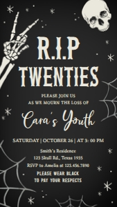 23BD RIP Twenties Birthday Invitation Party Mobile A: 23BD RIP Twenties Birthday Party Invitation A