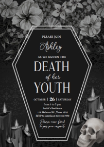 23BD RIP Twenties Birthday Party Invitation B: 23BD RIP Twenties Birthday Party Invitation B