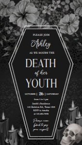 23BD RIP Twenties Birthday Party Invitation Mobile B: 23BD RIP Twenties Birthday Party Invitation B
