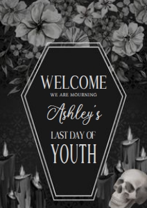 23BD RIP Twenties Birthday Party Welcome Sign A4 B: 23BD RIP Twenties Birthday Party Welcome Sign
