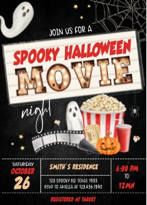 13SE Spooky Halloween Movie Night Seasonal Invitation B design preview