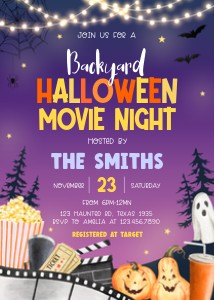 15SE Backyard Halloween Movie Night Invitation A design preview
