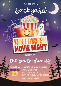 15SE Backyard Halloween Movie Night Invitation B design preview