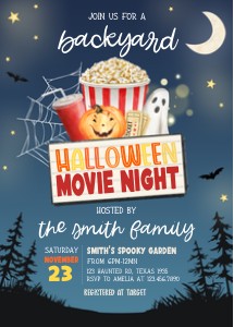 15SE Backyard Halloween Movie Night Invitation C design preview