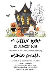 967 A Little Boo Haunted House Baby Shower Invitation: 967 A Little Boo Haunted House Baby Shower Invitation