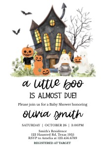 967 A Little Boo Haunted House Baby Shower Invitation design preview
