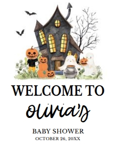967 A Little Boo Haunted House Baby Shower Welcome Sign 16x20: 967 A Little Boo Haunted House Baby Shower Welcome Sign