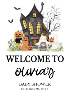 967 A Little Boo Haunted House Baby Shower Welcome Sign 18x24: 967 A Little Boo Haunted House Baby Shower Welcome Sign