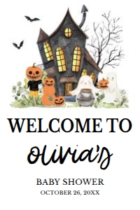 967 A Little Boo Haunted House Baby Shower Welcome Sign 20x30: 967 A Little Boo Haunted House Baby Shower Welcome Sign