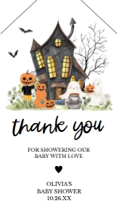 967 A Little Boo Haunted House Baby Shower Favor Tag with Line: 967 A Little Boo Haunted House Baby Shower Favor Tag