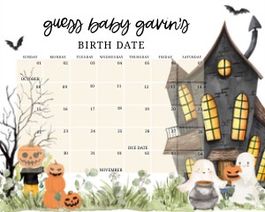 967 A Little Boo Haunted House Baby Shower Calendar design preview