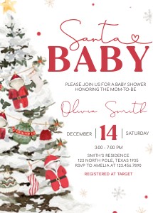 969 Santa Baby Baby Shower Invitation Set design preview