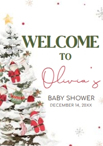969 Santa Baby Baby Shower Welcome Sign A4: 969 Santa Baby Baby Shower Welcome Sign