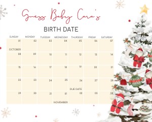 969 Santa Baby Baby Shower Calendar design preview