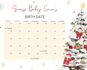 969 Santa Baby Baby Shower Calendar 10x8: 969 Santa Baby Baby Shower Calendar