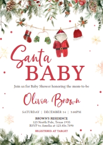 970 Santa Baby Clothes Baby Shower Invitation: 970 Santa Baby Clothes Baby Shower Invitation