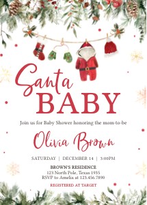970 Santa Baby Clothes Baby Shower Invitation design preview