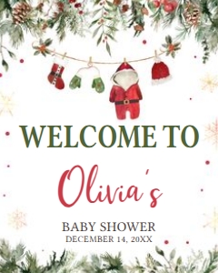 970 Santa Baby Clothes Baby Shower Welcome Sign 16x20: 970 Santa Baby Clothes Baby Shower Welcome Sign