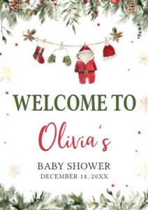 970 Santa Baby Clothes Baby Shower Welcome Sign A4: 970 Santa Baby Clothes Baby Shower Welcome Sign