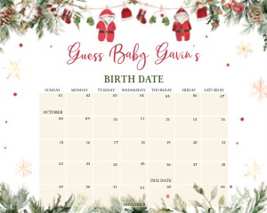 970 Santa Baby Clothes Baby Shower Calendar design preview