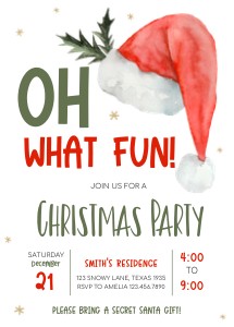 19SE Oh What Fun Invitation B design preview