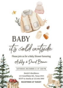 978 Baby It's Cold Outside Baby Clothes Baby Shower Invitation design preview