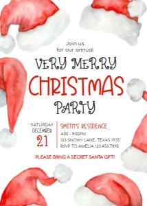 21SE Christmas Party Santa Hat Seasonal Invitation A: 21SE Christmas Party Santa Hat Invitation A