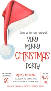 21SE Christmas Party Santa Hat Seasonal Invitation Mobile B: 21SE Christmas Party Santa Hat Invitation B