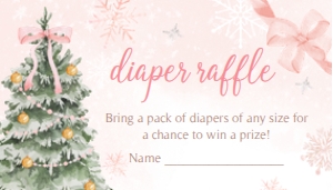 979 Pink Bow Baby it's Cold Outside Baby Shower Diaper Raffle: 979 Pink Bow Baby it's Cold Outside Baby Shower Invitation Set