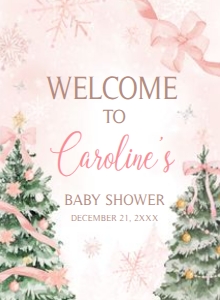 979 Pink Bow Baby it's Cold Outside Baby Shower Welcome Sign 11x15: 979 Pink Bow Baby it's Cold Outside Baby Shower Welcome Sign