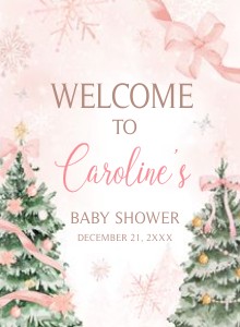 979 Pink Bow Baby it's Cold Outside Baby Shower Welcome Sign design preview