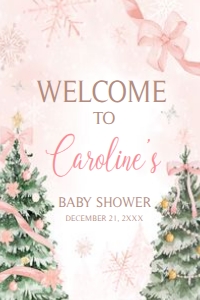 979 Pink Bow Baby it's Cold Outside Baby Shower Welcome Sign 20x30: 979 Pink Bow Baby it's Cold Outside Baby Shower Welcome Sign