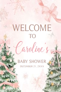 979 Pink Bow Baby it's Cold Outside Baby Shower Welcome Sign 24x36: 979 Pink Bow Baby it's Cold Outside Baby Shower Welcome Sign