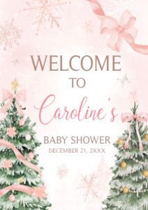 979 Pink Bow Baby it's Cold Outside Baby Shower Welcome Sign A1: 979 Pink Bow Baby it's Cold Outside Baby Shower Welcome Sign