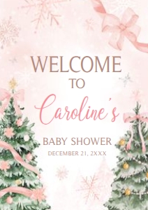 979 Pink Bow Baby it's Cold Outside Baby Shower Welcome Sign A4: 979 Pink Bow Baby it's Cold Outside Baby Shower Welcome Sign