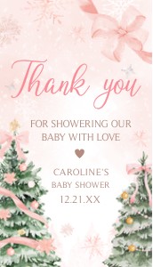 979 Pink Bow Baby it's Cold Outside Baby Shower Favor Tag design preview