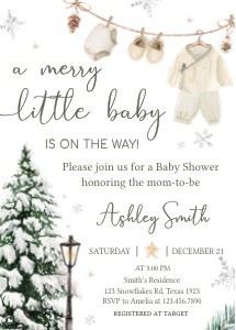981 A Merry Little Baby Clothes Baby Shower Invitation design preview
