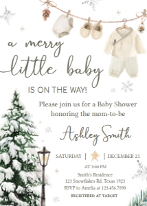 981 A Merry Little Baby Clothes Baby Shower Invitation: 981 A Merry Little Baby Clothes Baby Shower Invitation