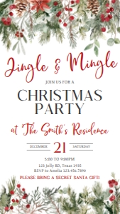 26SE Jingle and Mingle Greenery Christmas Party Invitation Mobile A: 26SE Jingle and Mingle Greenery Christmas Party Invitation