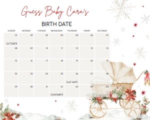 982 Merry Little Baby Shower Calendar 20x16: 982 Merry Little Baby Shower Calendar