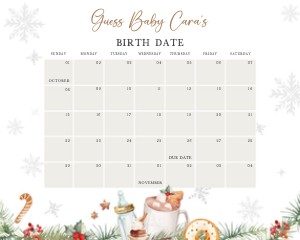 984 Snowflakes Baby it's Cold Outside Baby Shower Calendar design preview