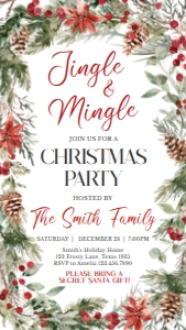 26SE Jingle and Mingle Greenery Christmas Party Invitation Mobile B: 26SE Jingle and Mingle Greenery Christmas Party Invitation B