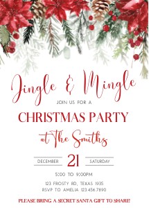 26SE Jingle and Mingle Greenery Christmas Party Invitation C design preview