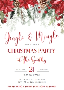 26SE Jingle and Mingle Greenery Christmas Party Invitation C: 26SE Jingle and Mingle Greenery Christmas Party Invitation C