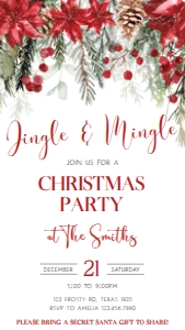 26SE Jingle and Mingle Greenery Christmas Party Invitation Mobile C: 26SE Jingle and Mingle Greenery Christmas Party Invitation C