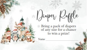 987 Winter Woodland Baby Shower Diaper Raffle: 987 Winter Woodland Baby Shower Invitation Set