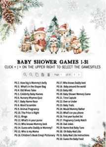 987 Winter Woodland Baby Shower Games design preview